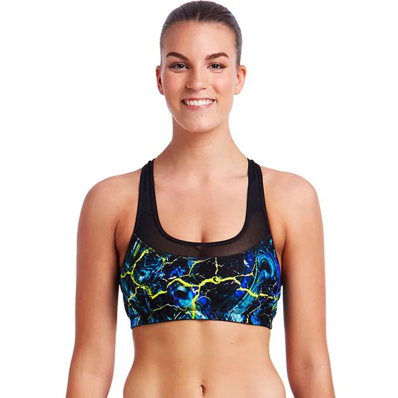Funkita - Midnight Marble - Ladies Racerback Active Crop Top