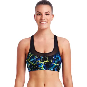 Funkita - Midnight Marble - Ladies Racerback Active Crop Top