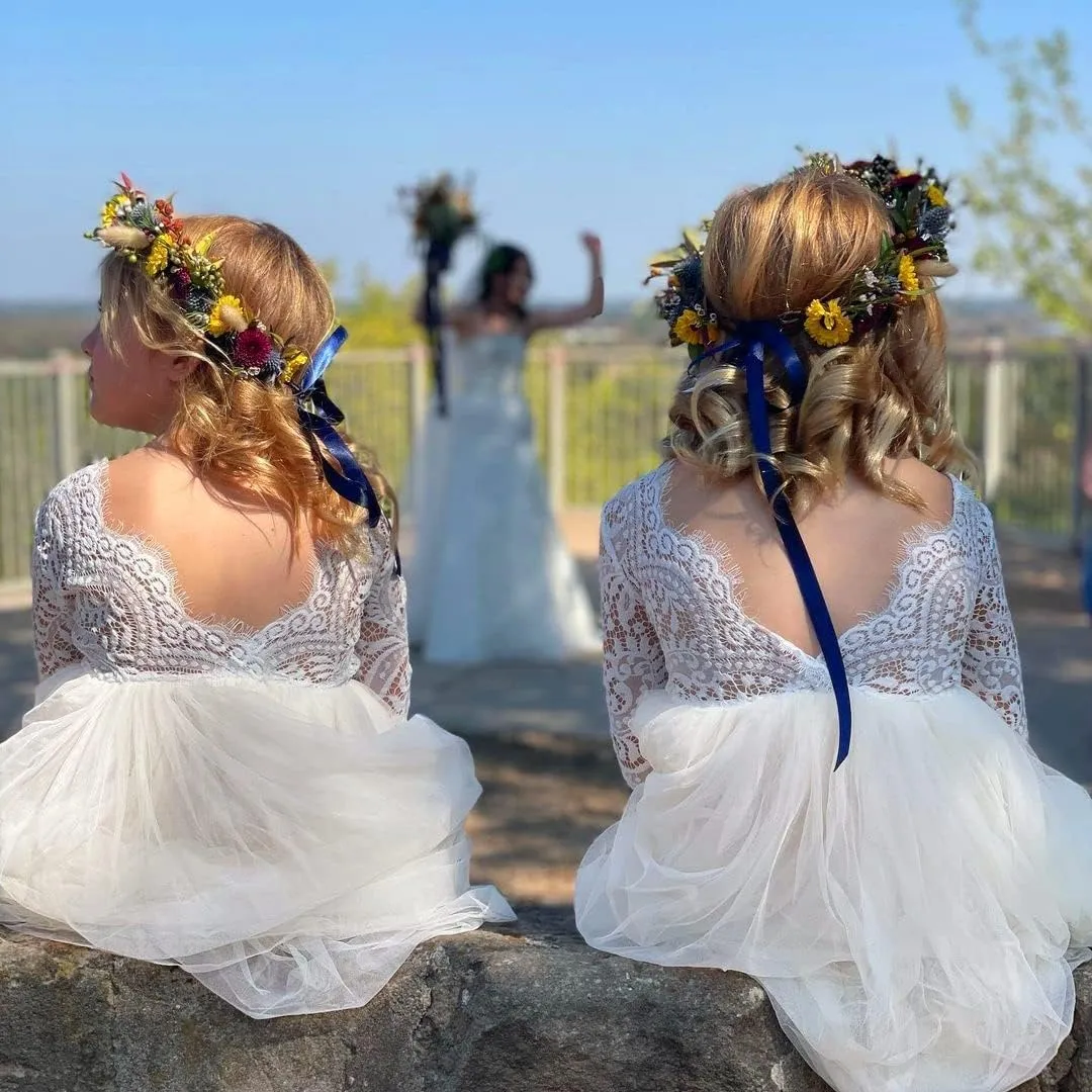 Girl Toddler Full-Length Straight Tulle Tutu Lace Back Party Flower Girl Dress