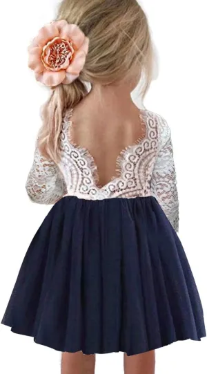 Girl Toddler Full-Length Straight Tulle Tutu Lace Back Party Flower Girl Dress
