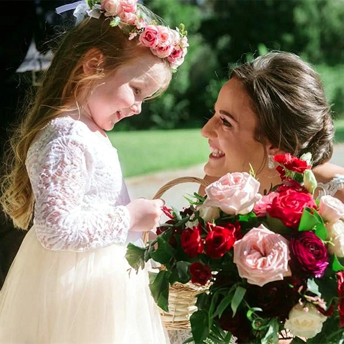 Girl Toddler Full-Length Straight Tulle Tutu Lace Back Party Flower Girl Dress
