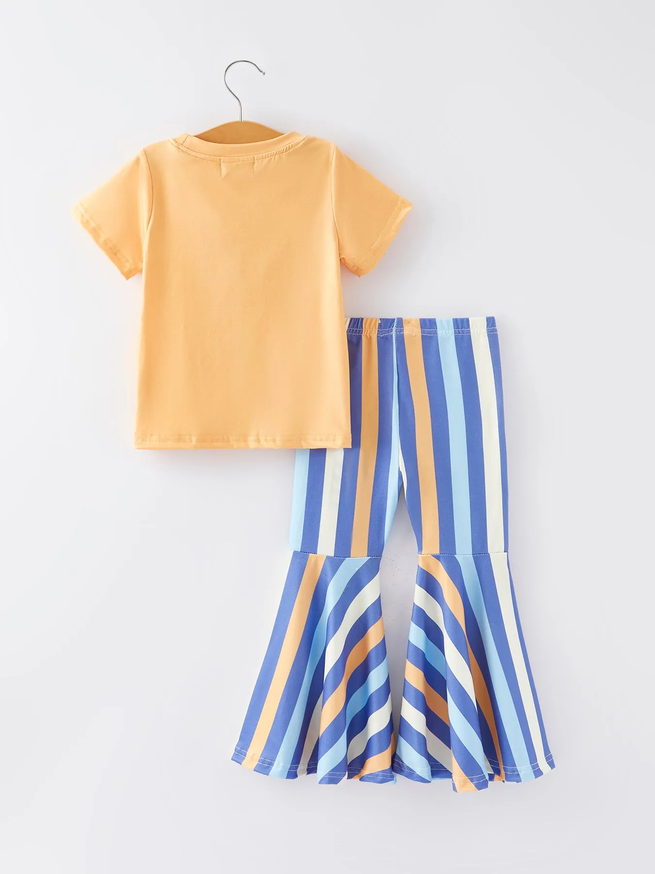 Girls Cartoon Print Top Bell-Bottom Pants Outfits