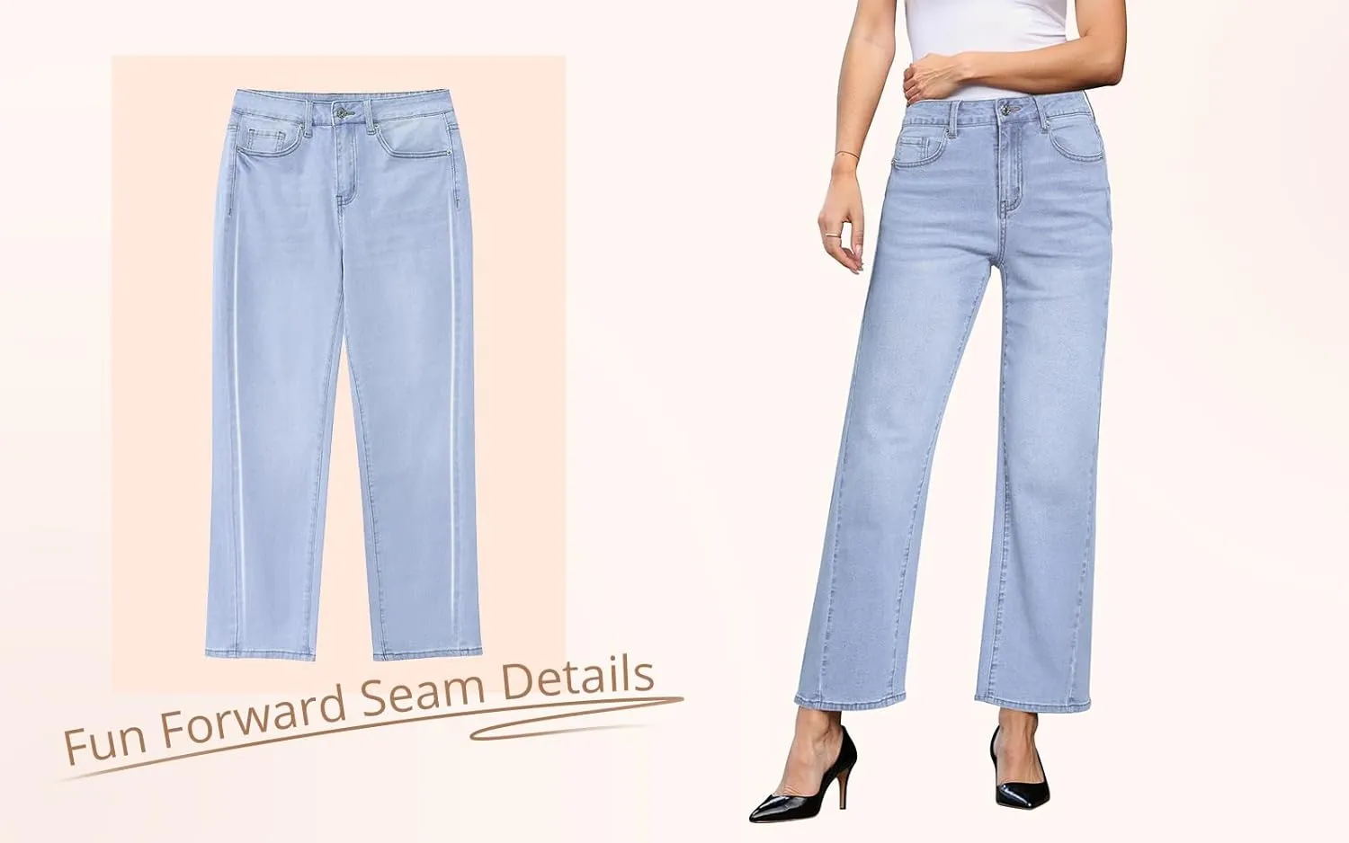 GRAPENT Straight Leg Jeans for Women High Waisted Trendy Ankle Length Forward Seams Stretchy Denim Pants Baggy Jeans