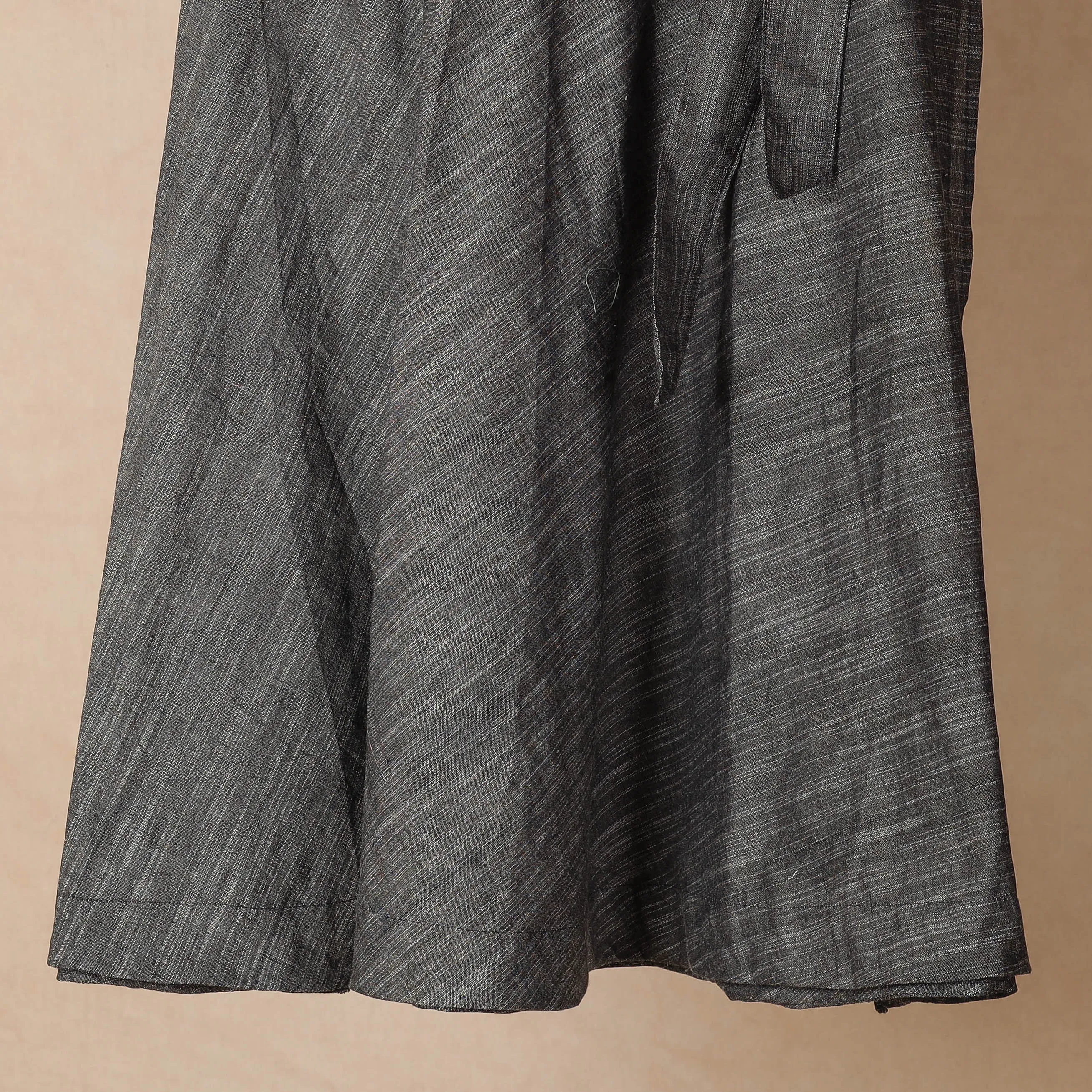 Grey - Plain Handloom Jhiri Cotton Wrap Around Skirt