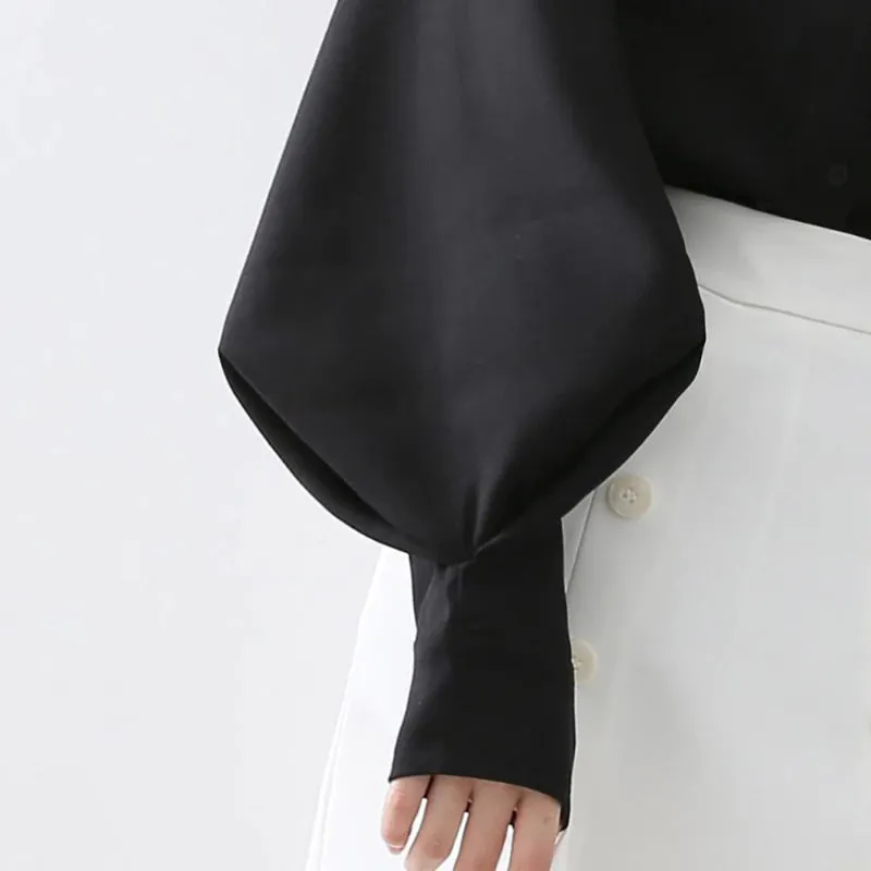 High-Fashion Mock-Neck Lantern Sleeve Blouses