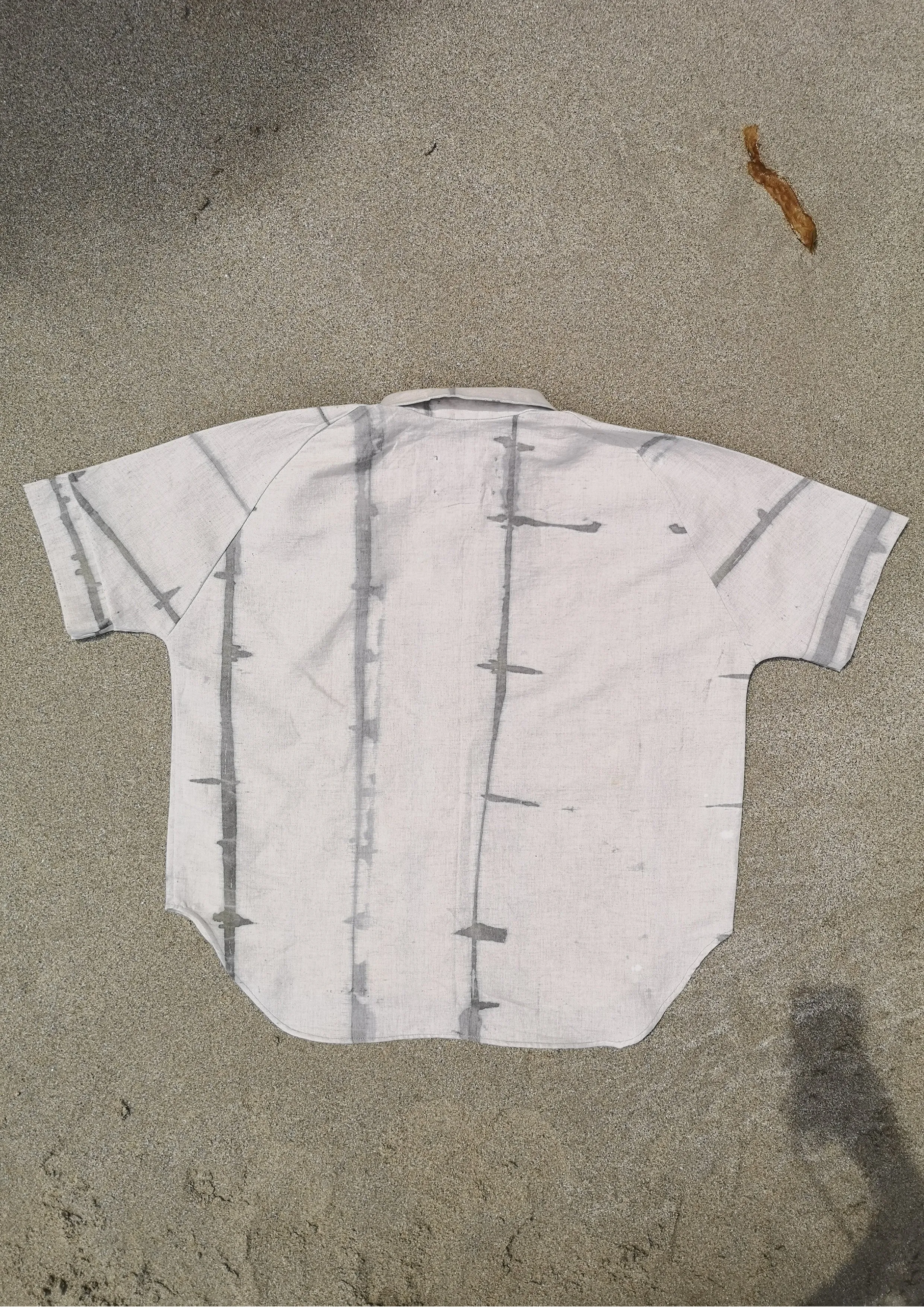 HOMEMADE - UNIQUE BLOUSE UNISEX - HAND PAINTED - white / grey / green