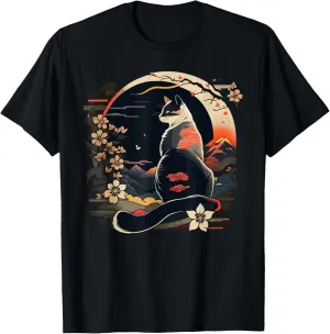 Kawaii Cat Anime Japanese Retro Men Women Kids Funny Cat T-Shirt