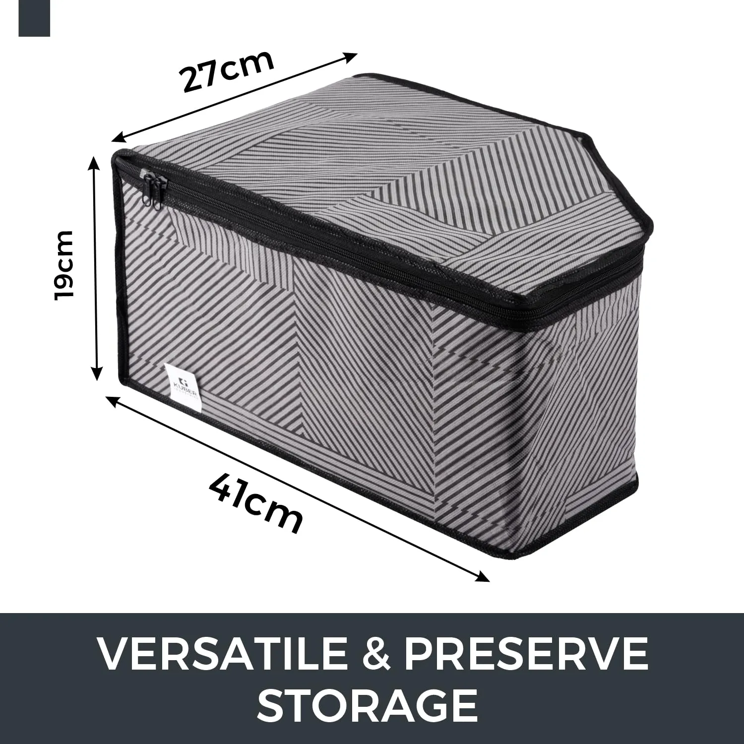 Kuber Industries Blouse Cover | Clothes Storage Bag | Zipper Wardrobe Organizers | Non-Woven Clothes Organiser | Side Transparent Blouse Organizer | Lining-Design | Pack of 9 | Gray