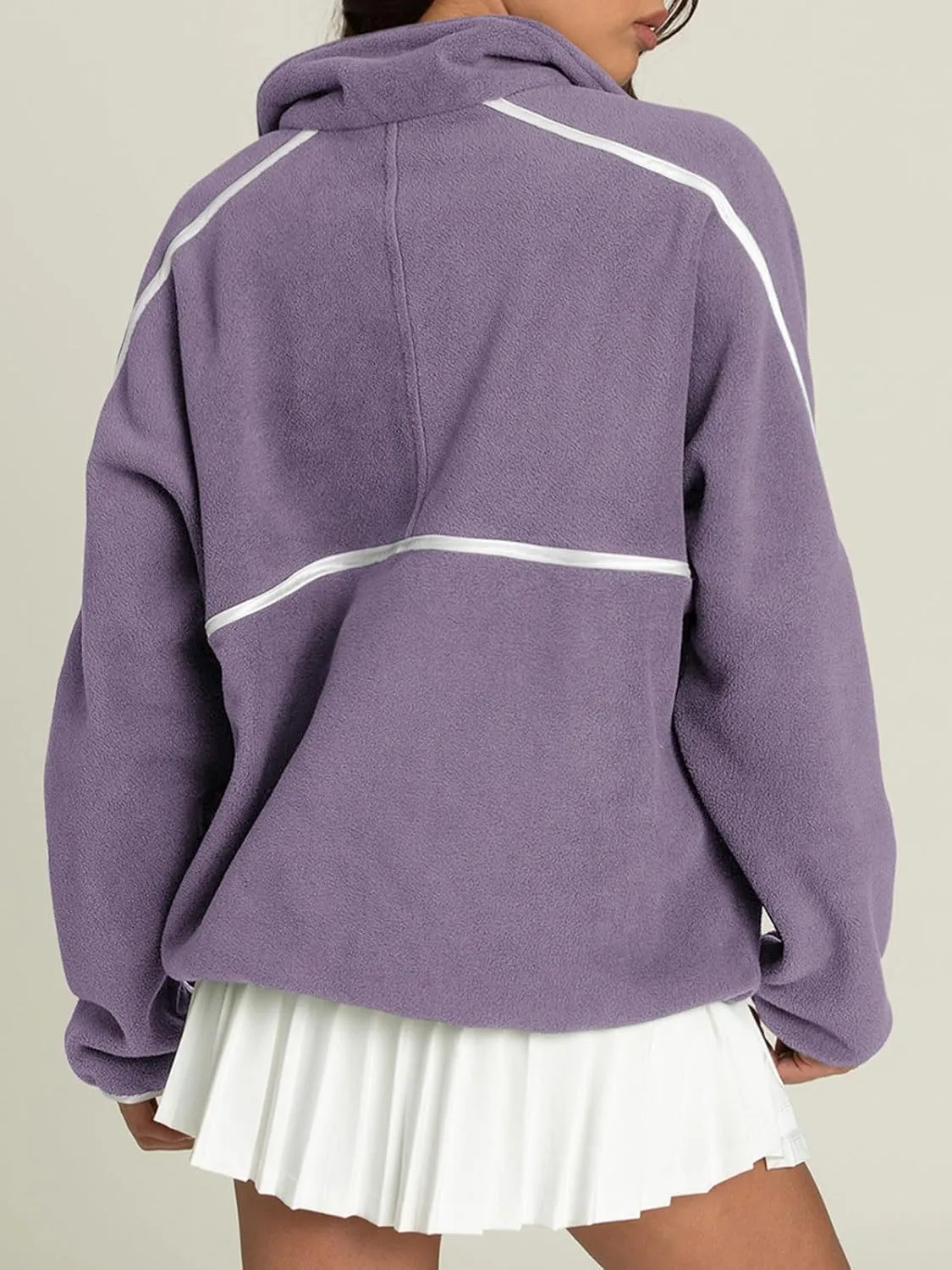 LASLULU Womens Half Zip Pullover Sweatshirt Sherpa Fleece Jacket Oversized Sweatshirts Warm Fuzzy Sweaters Pockets