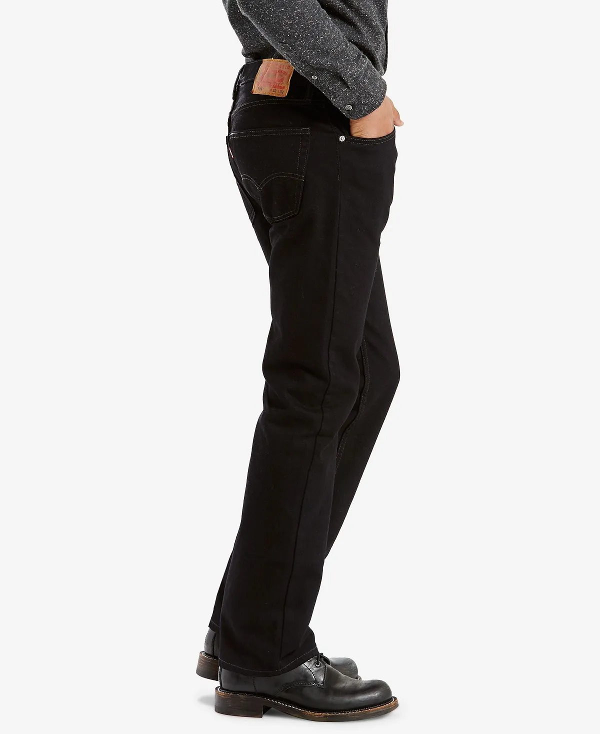 Levi's Men's 505 Regular Fit Straight Fit Non-Stretch Jeans, Black