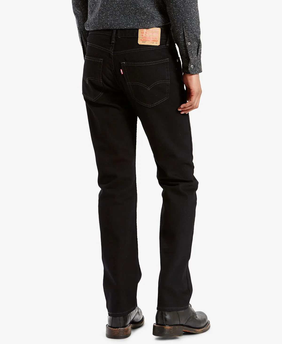 Levi's Men's 505 Regular Fit Straight Fit Non-Stretch Jeans, Black