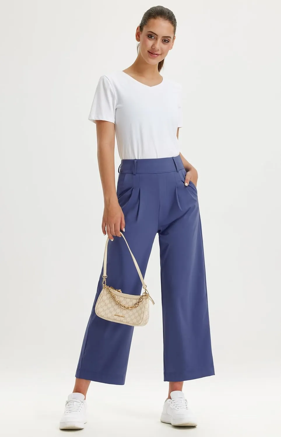 Libin Women's Wide Leg Dress Pants 27"/29"/31" High Waisted Stretch Work Casual Sweatpants Trousers with Pockets