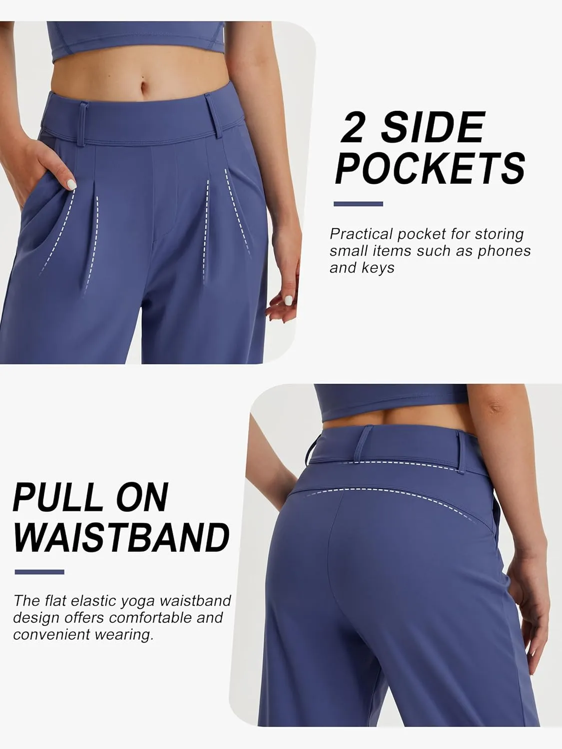 Libin Women's Wide Leg Dress Pants 27"/29"/31" High Waisted Stretch Work Casual Sweatpants Trousers with Pockets