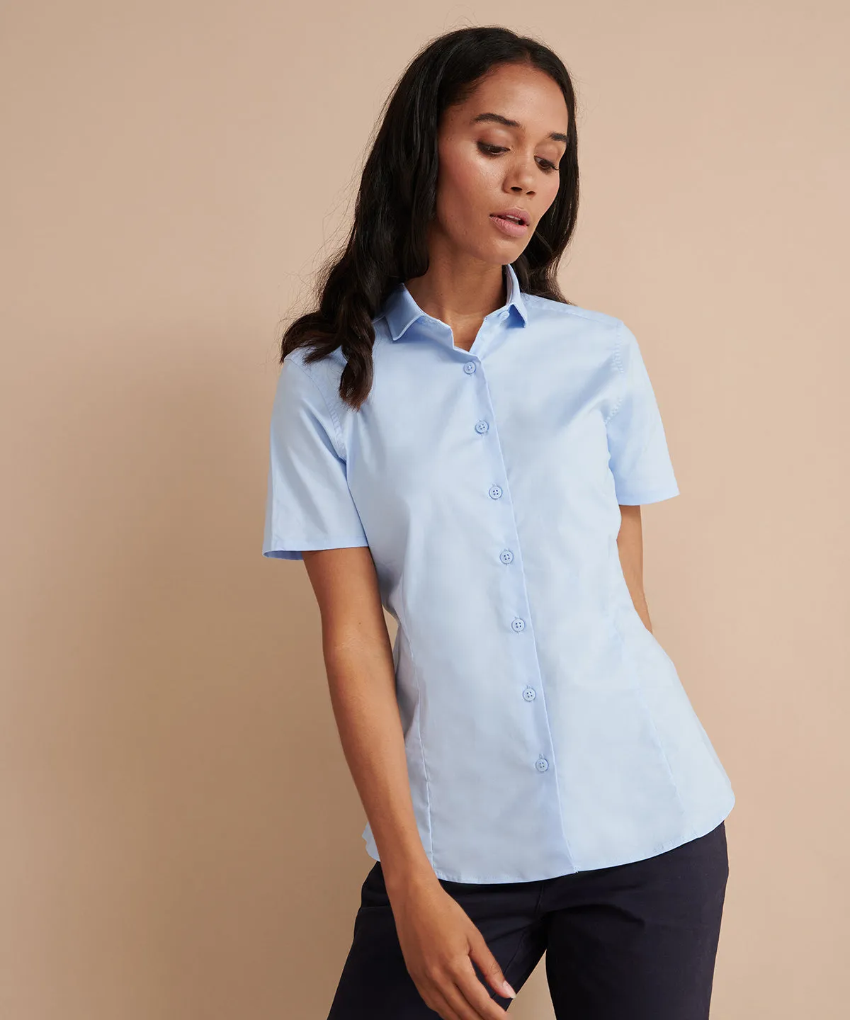 Light Blue - Women's short sleeve stretch shirt