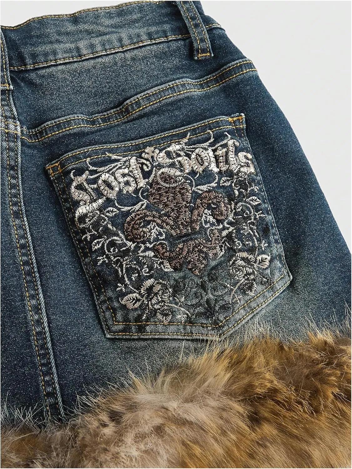 MakeMeChic Women's Mini Denim Skirt Fuzzy Zip Up Y2K Bodycon Jean Skirt with Pocket