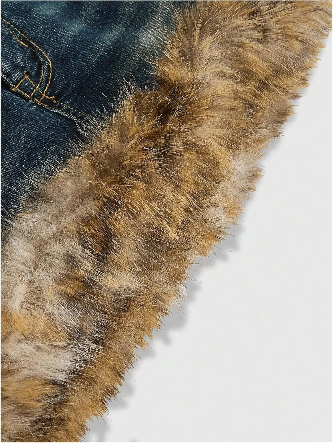 MakeMeChic Women's Mini Denim Skirt Fuzzy Zip Up Y2K Bodycon Jean Skirt with Pocket