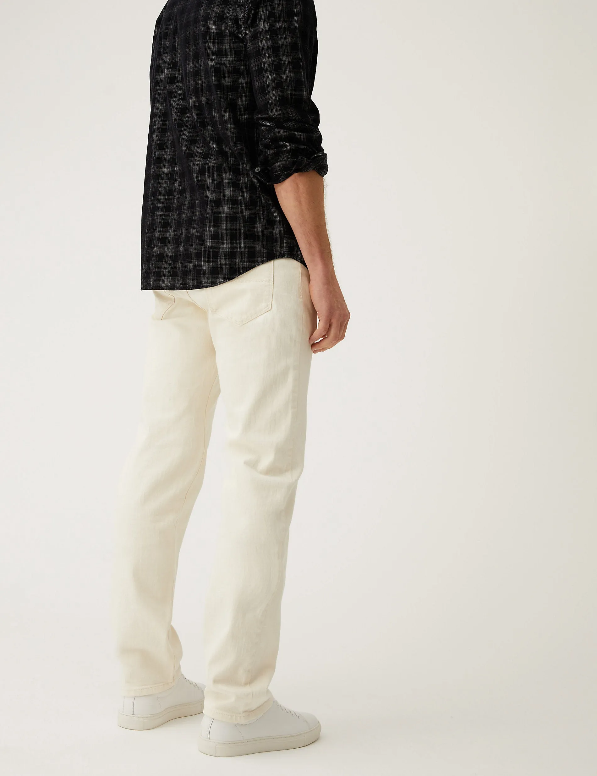Marks & Spencer Straight Stretch Jeans, Ecru
