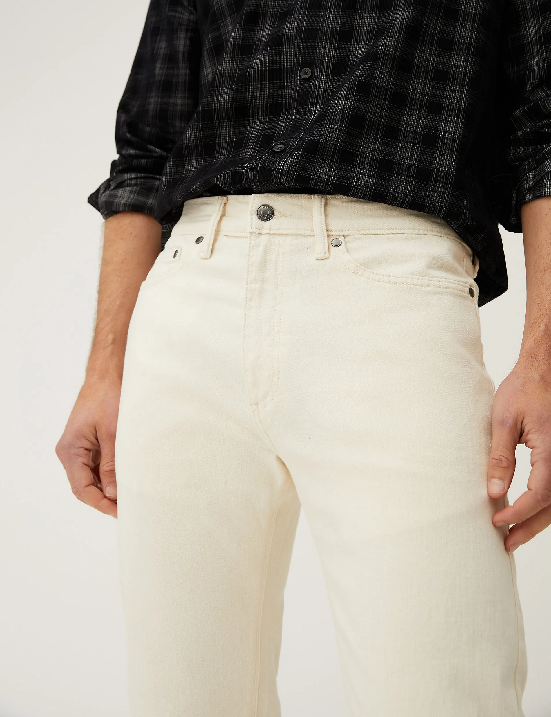 Marks & Spencer Straight Stretch Jeans, Ecru