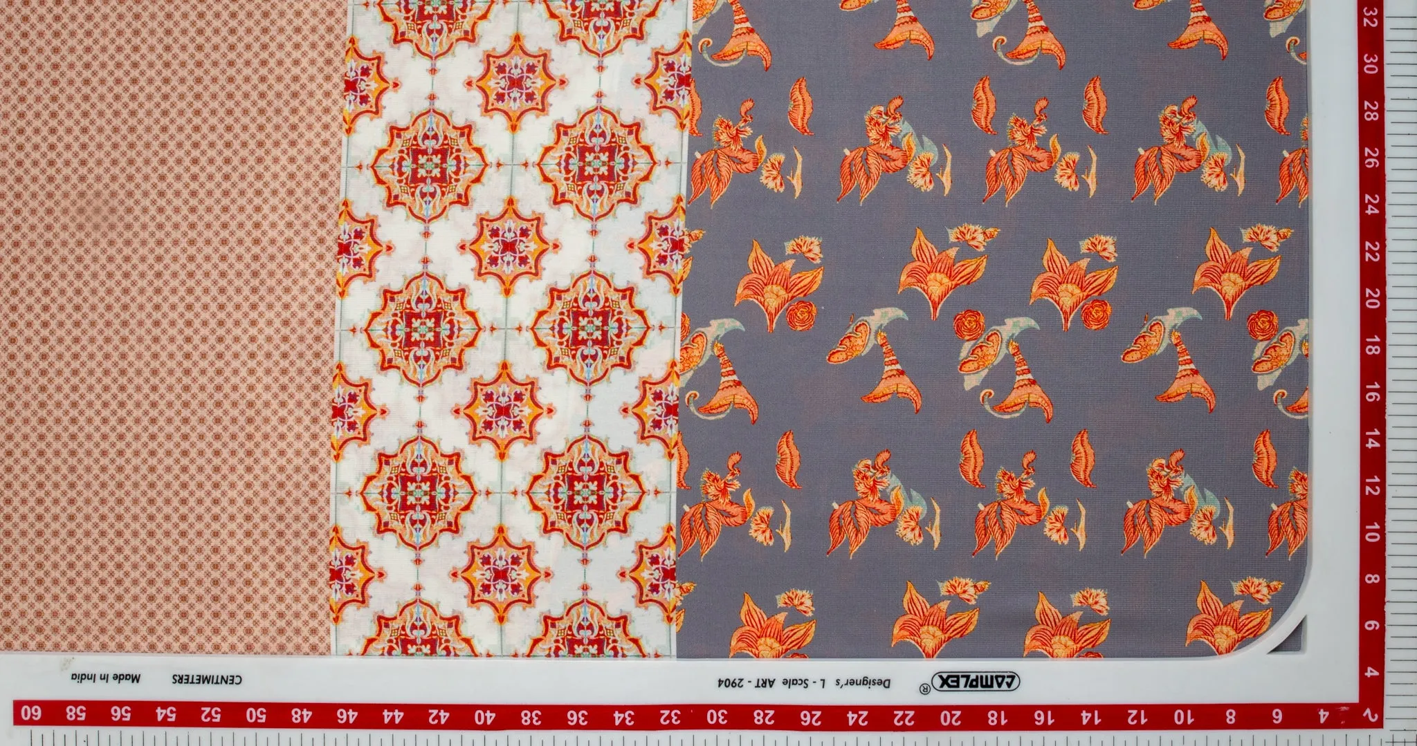 Multi Color Patch Digital Print Moss Crepe Fabric