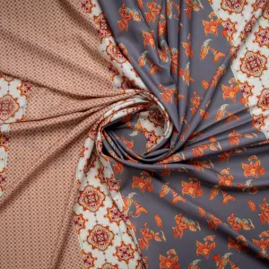 Multi Color Patch Digital Print Moss Crepe Fabric