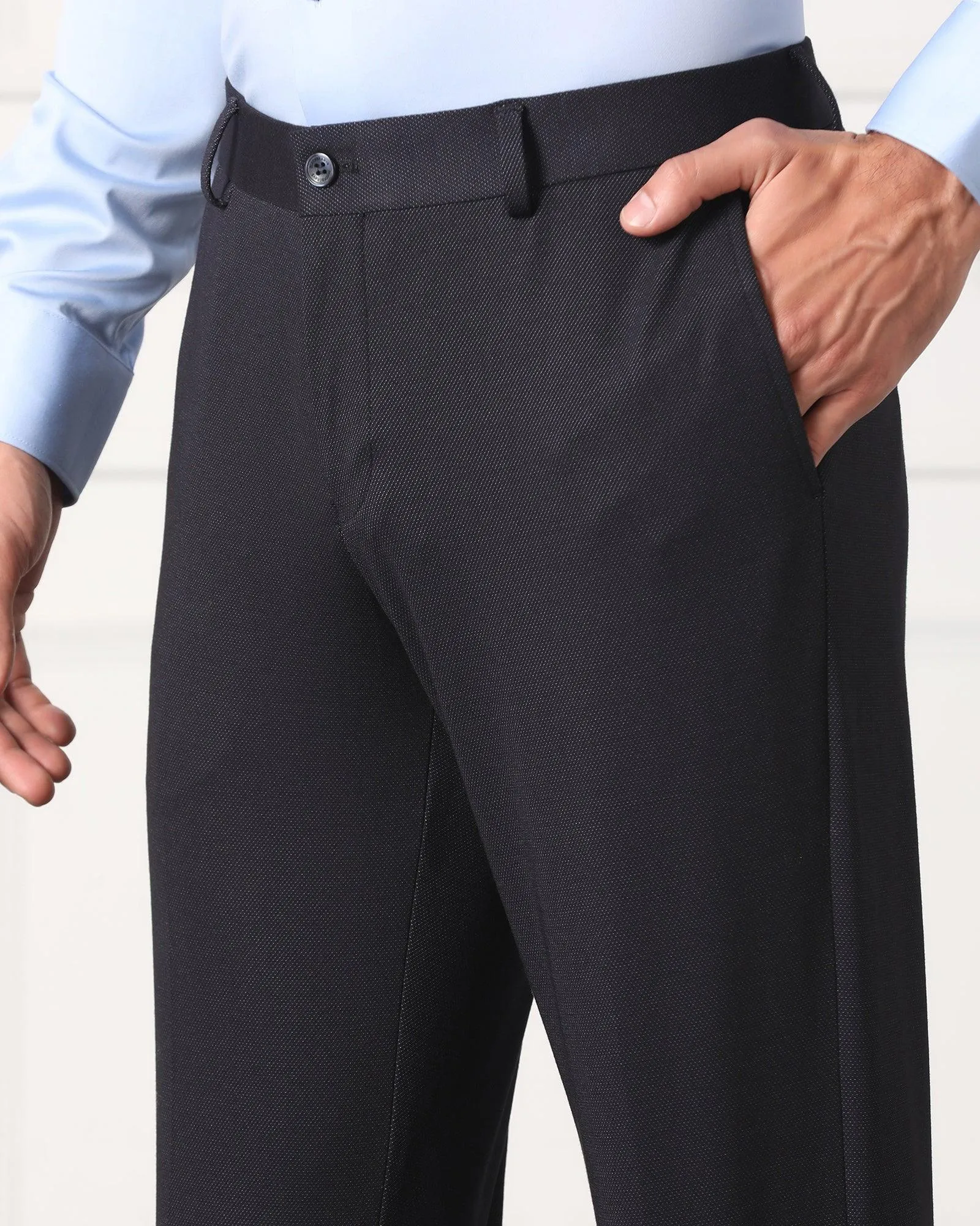 Must Haves Slim Comfort B-95 Formal Navy Solid Trouser - Miggins
