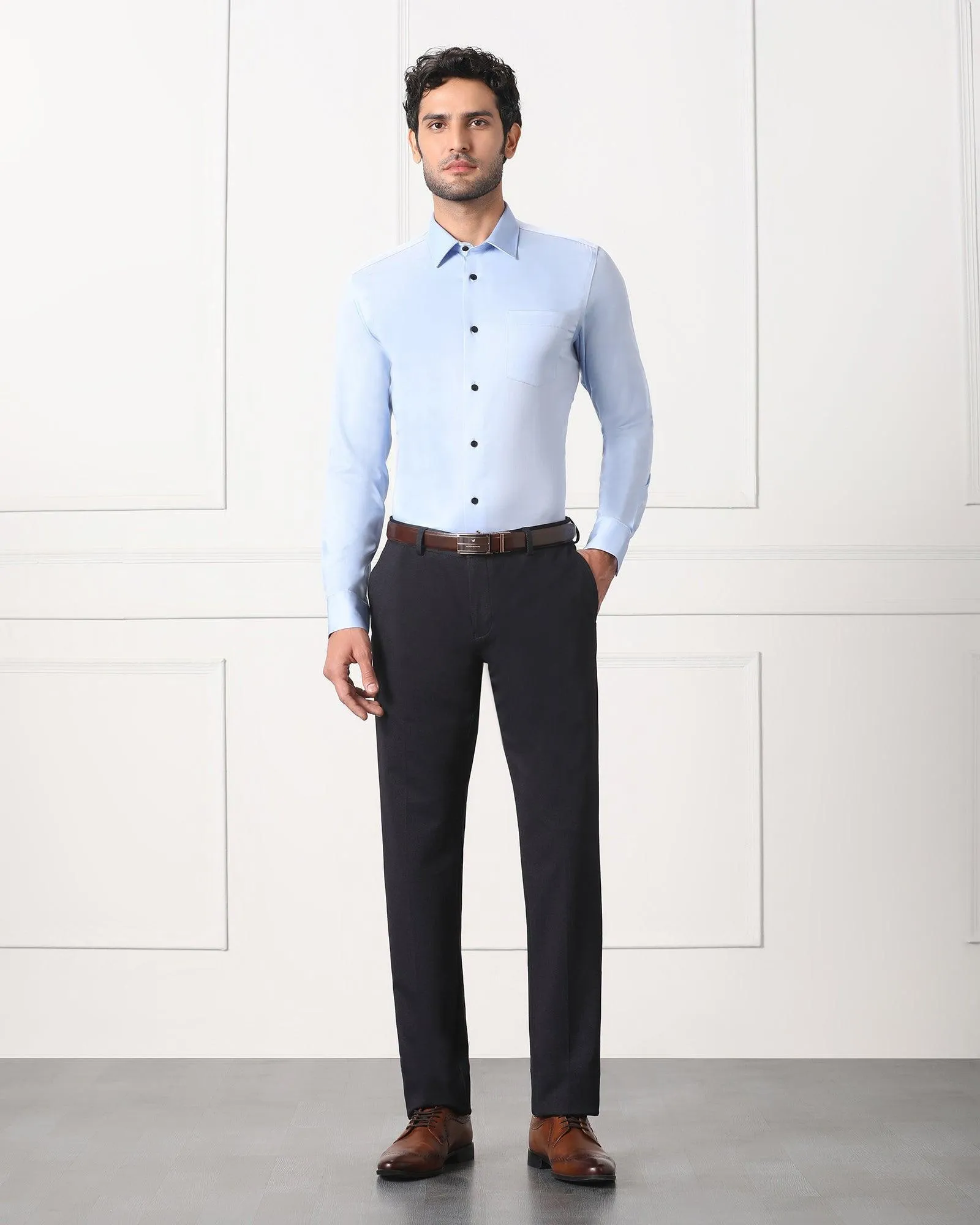 Must Haves Slim Comfort B-95 Formal Navy Solid Trouser - Miggins