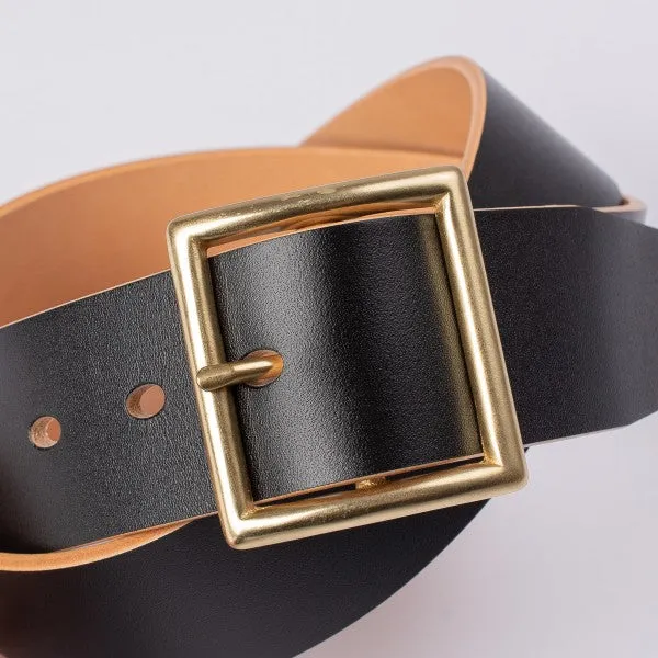 OGL Vintage 1.75" Leather Belt - Hand-Dyed Black