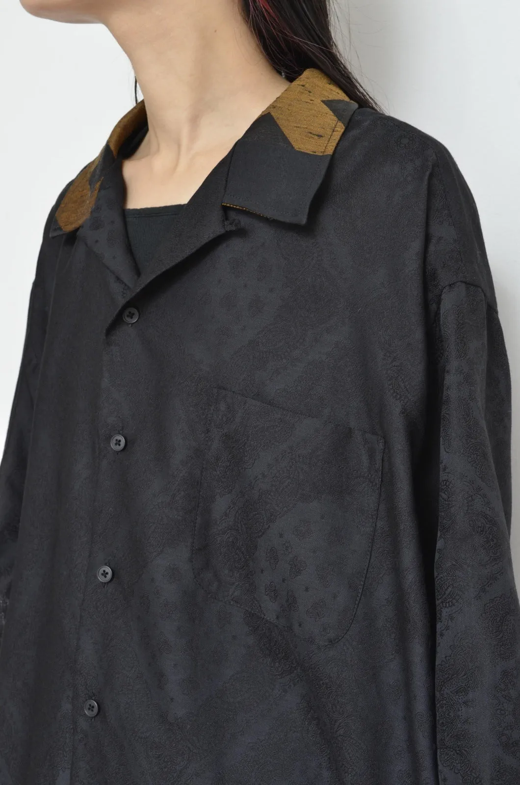 OPEN COLLAR SH_BLK PAISLEY