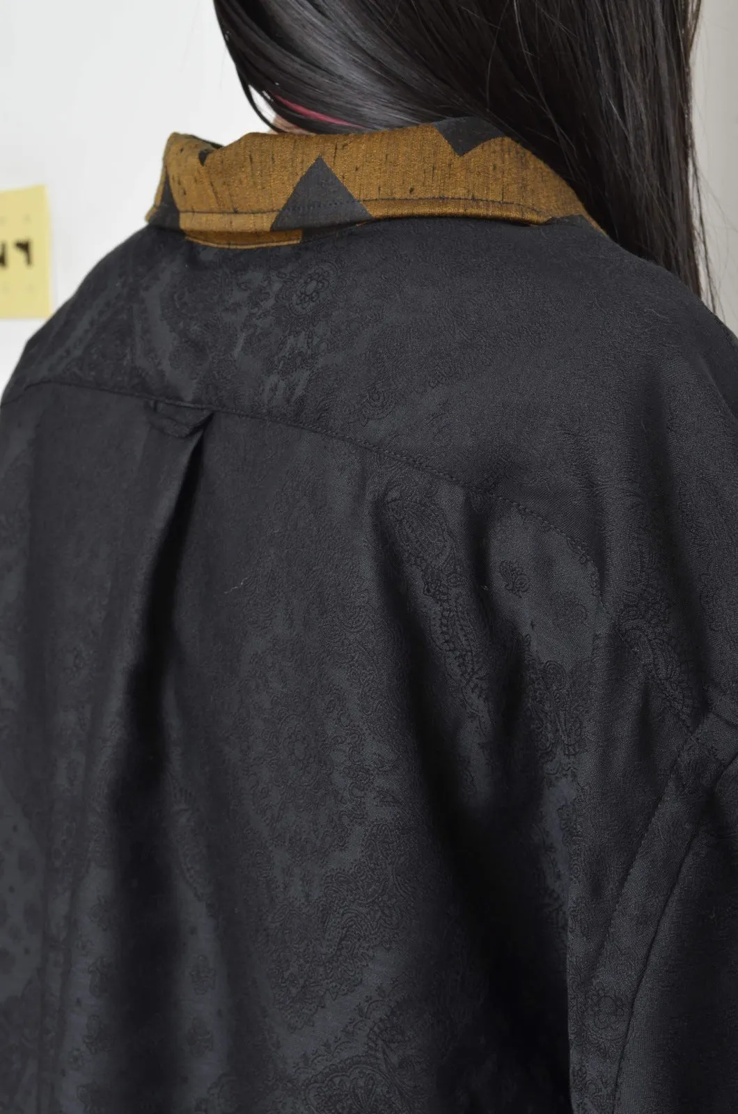 OPEN COLLAR SH_BLK PAISLEY