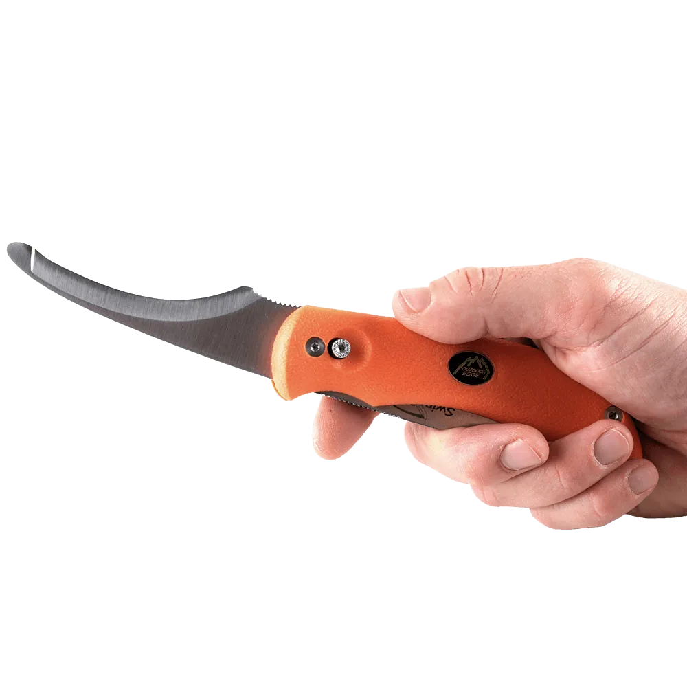 Outdoor Edge Swing Blaze Skinning Gutting Knife With Orange Rubberized Kraton Handle