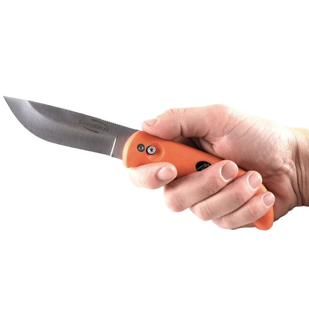 Outdoor Edge Swing Blaze Skinning Gutting Knife With Orange Rubberized Kraton Handle