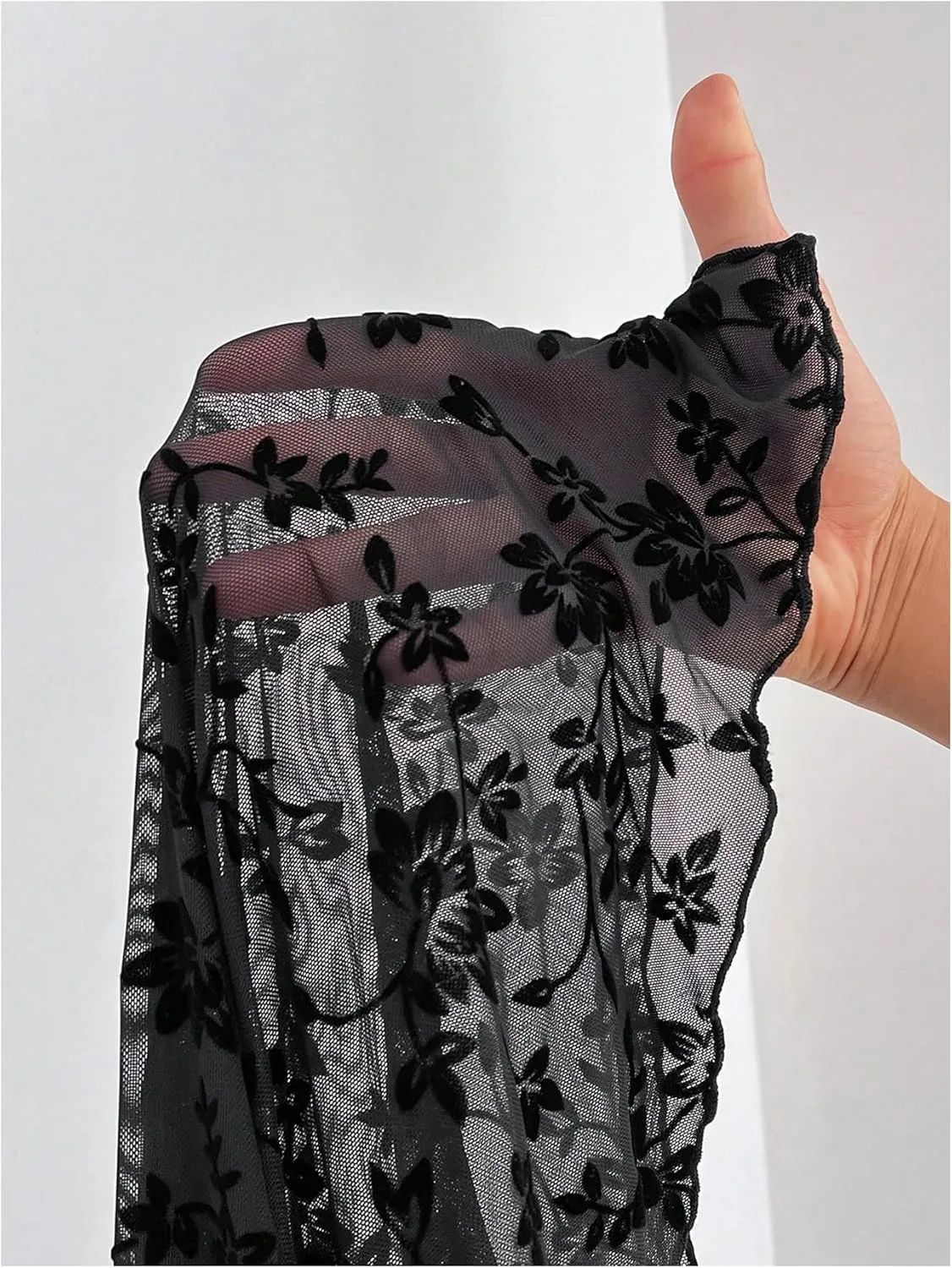 OYOANGLE Women's Plus Size Floral Split Long Skirts Drawstring Ruched Elastic High Waisted Skirt