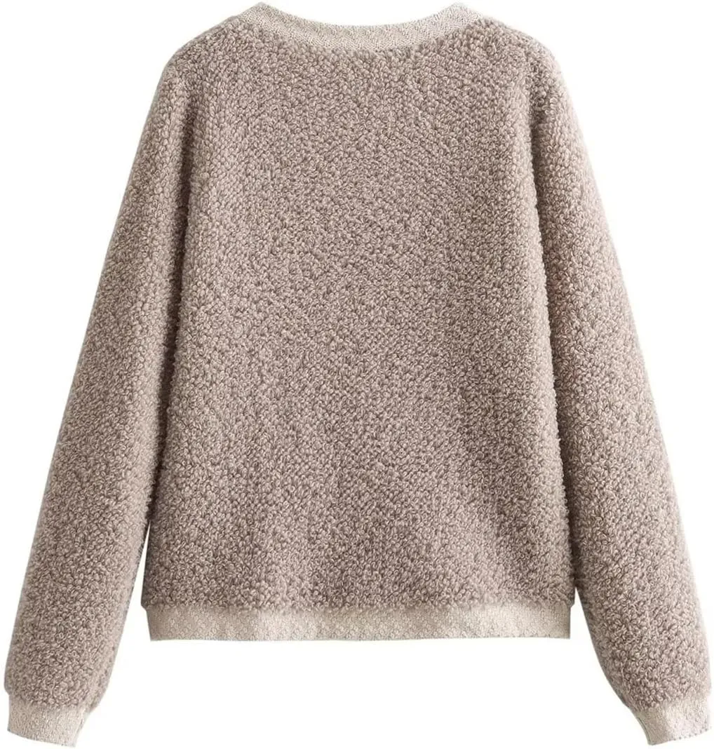 Perbai Womens Fuzzy Fleece Jacket Button Down Shacket Casual Sherpa Coat Warm Outwear