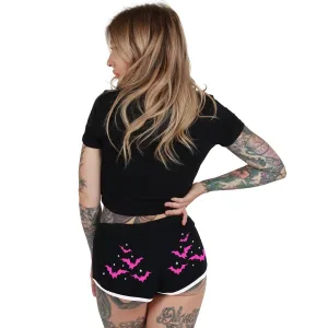 Pink Bats White Trim Short Shorts