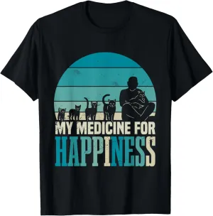 Retro Cat Lover | Pet | Kitten | My Medicine For Happiness T-Shirt