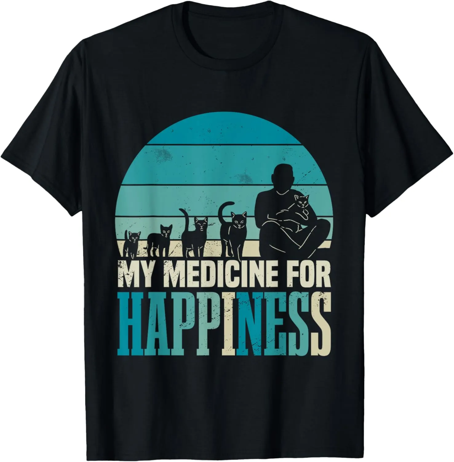 Retro Cat Lover | Pet | Kitten | My Medicine For Happiness T-Shirt