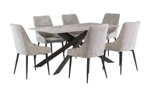 Sacramento 1.6M Dining Table - Rebecca Grey / Black Leg