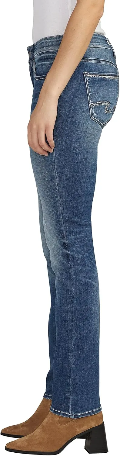 Silver Jeans Co. Women's Suki Mid Rise Curvy Fit Straight Leg
