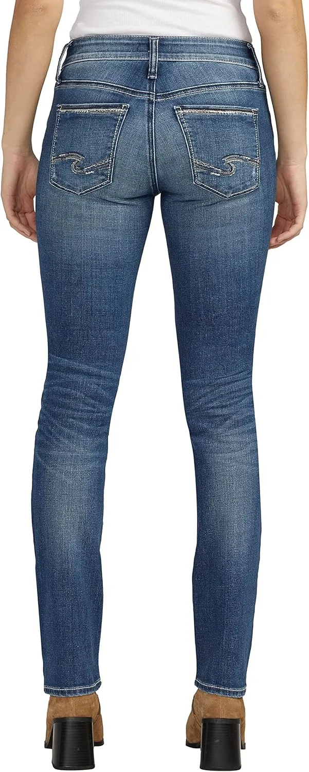 Silver Jeans Co. Women's Suki Mid Rise Curvy Fit Straight Leg