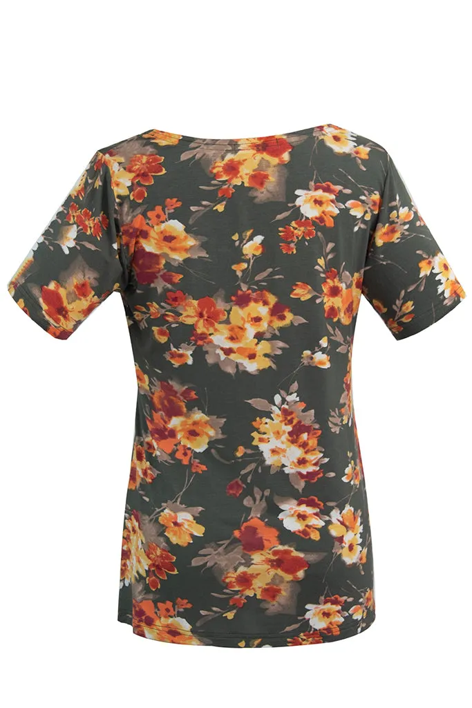 Smallshow Floral Short Sleeve Nursing Tops