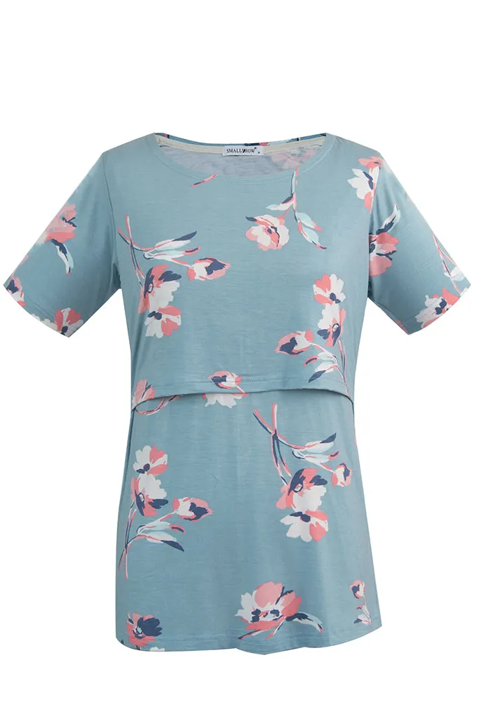Smallshow Floral Short Sleeve Nursing Tops