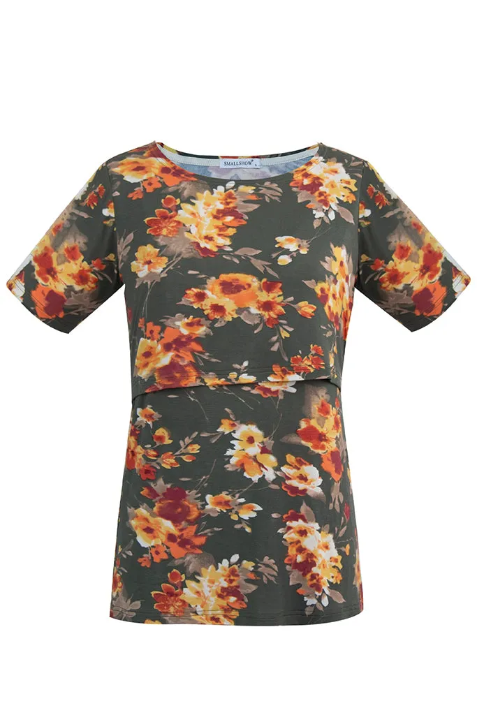 Smallshow Floral Short Sleeve Nursing Tops
