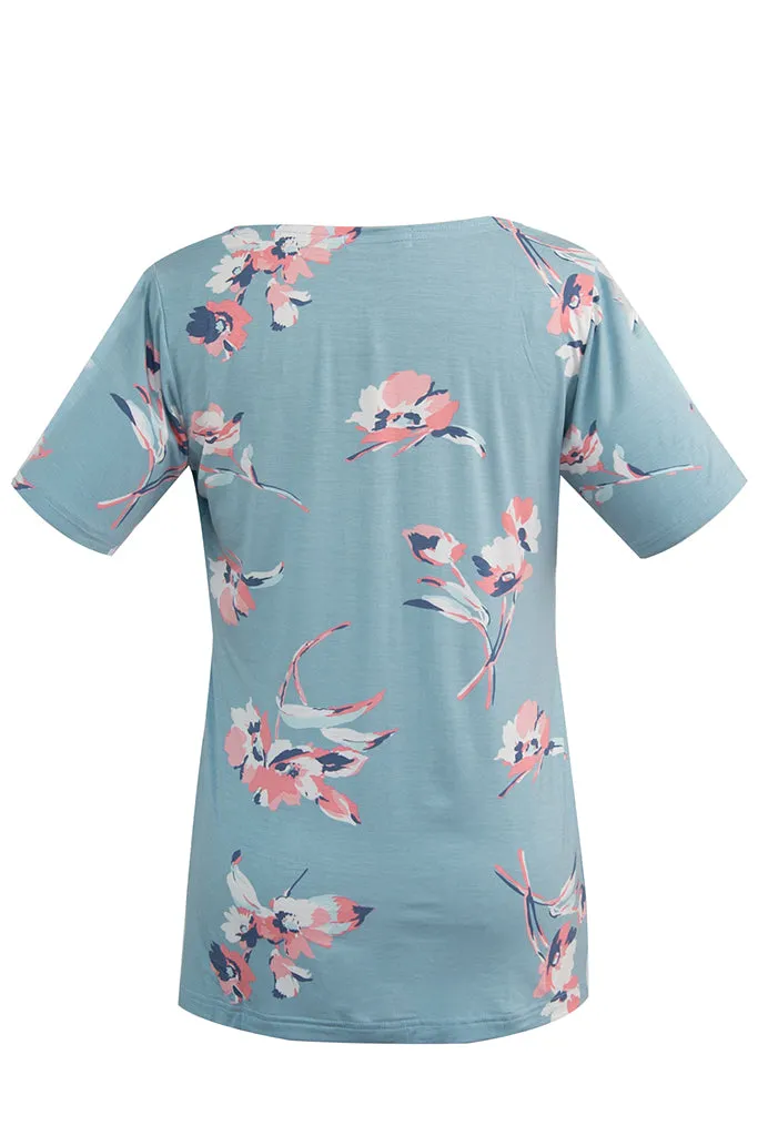 Smallshow Floral Short Sleeve Nursing Tops