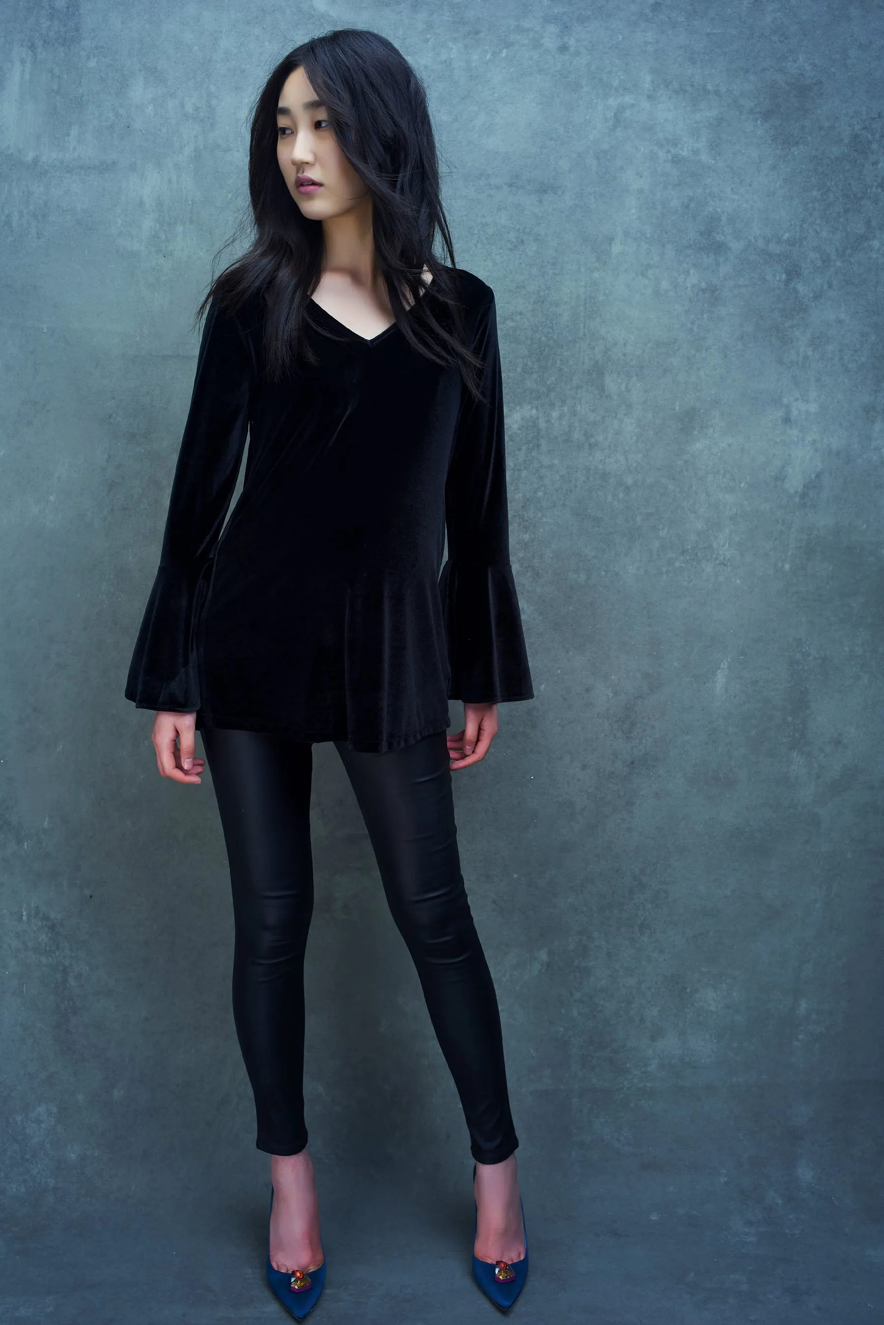 SOON Vivian Velvet Maternity Belle Sleeve Top