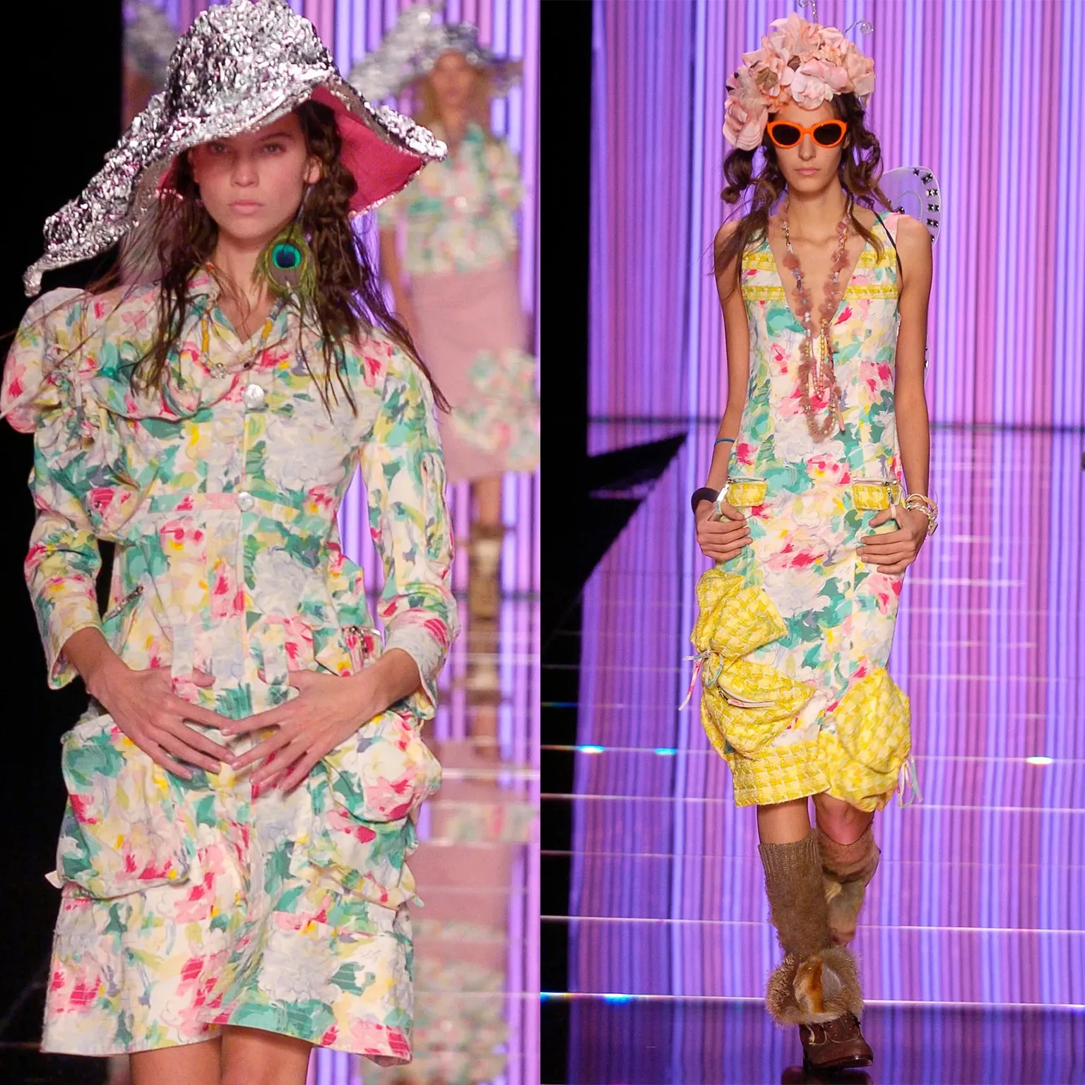 S/S 2005 John Galliano Pastel Floral Sleeveless Dress