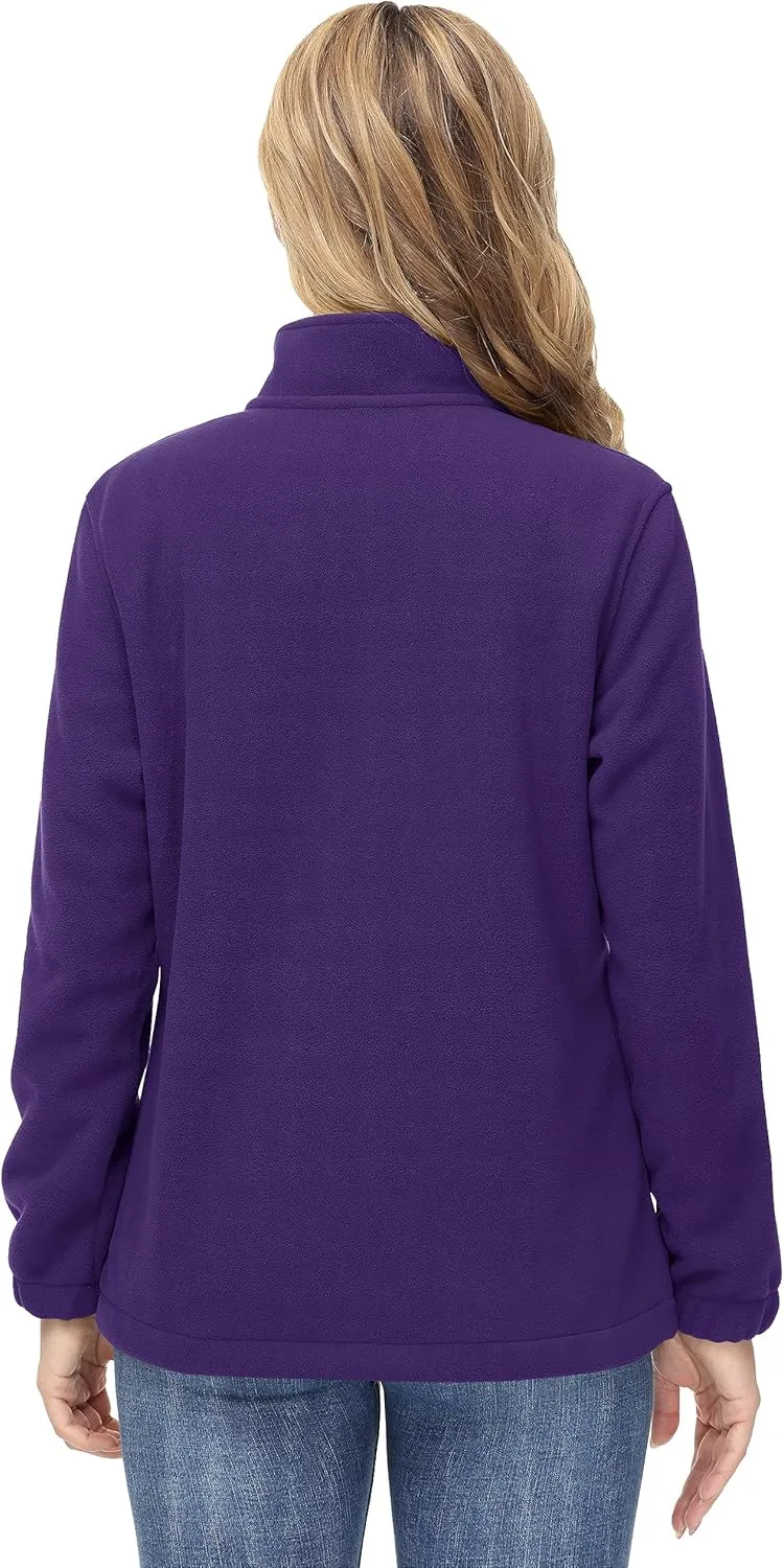 TACVASEN Women's Soft Fleece Jacket Lightweight Full Zip Sweatshirts Coat Casual Winter Warm Sweaters with Pockets