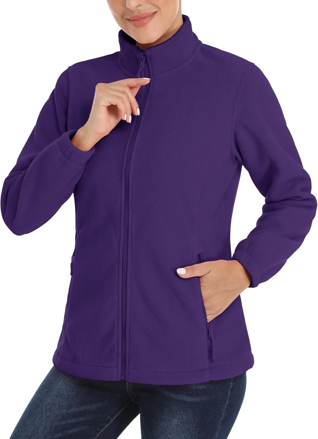 TACVASEN Women's Soft Fleece Jacket Lightweight Full Zip Sweatshirts Coat Casual Winter Warm Sweaters with Pockets