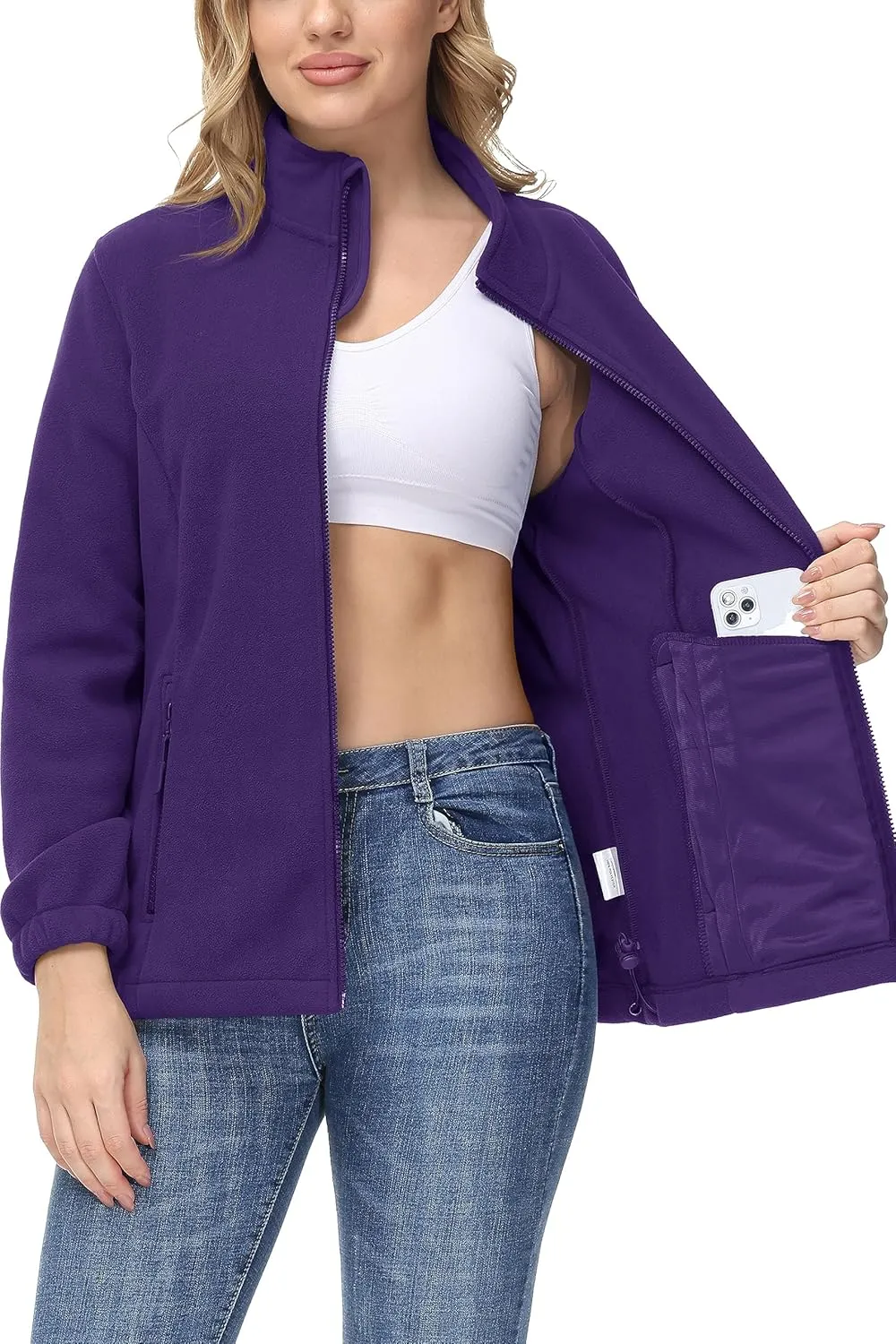 TACVASEN Women's Soft Fleece Jacket Lightweight Full Zip Sweatshirts Coat Casual Winter Warm Sweaters with Pockets