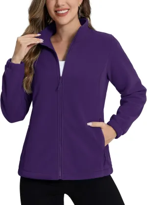 TACVASEN Women's Soft Fleece Jacket Lightweight Full Zip Sweatshirts Coat Casual Winter Warm Sweaters with Pockets