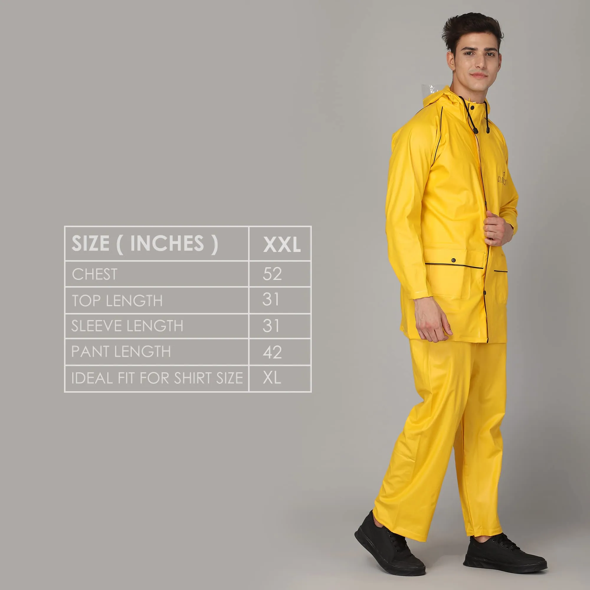 THE CLOWNFISH Rain Coat for Men Waterproof for Bike Raincoat for Men with Hood PVC Material. Set of Top and Bottom. Azure Series (Bright Turquoise, XXX-Large)